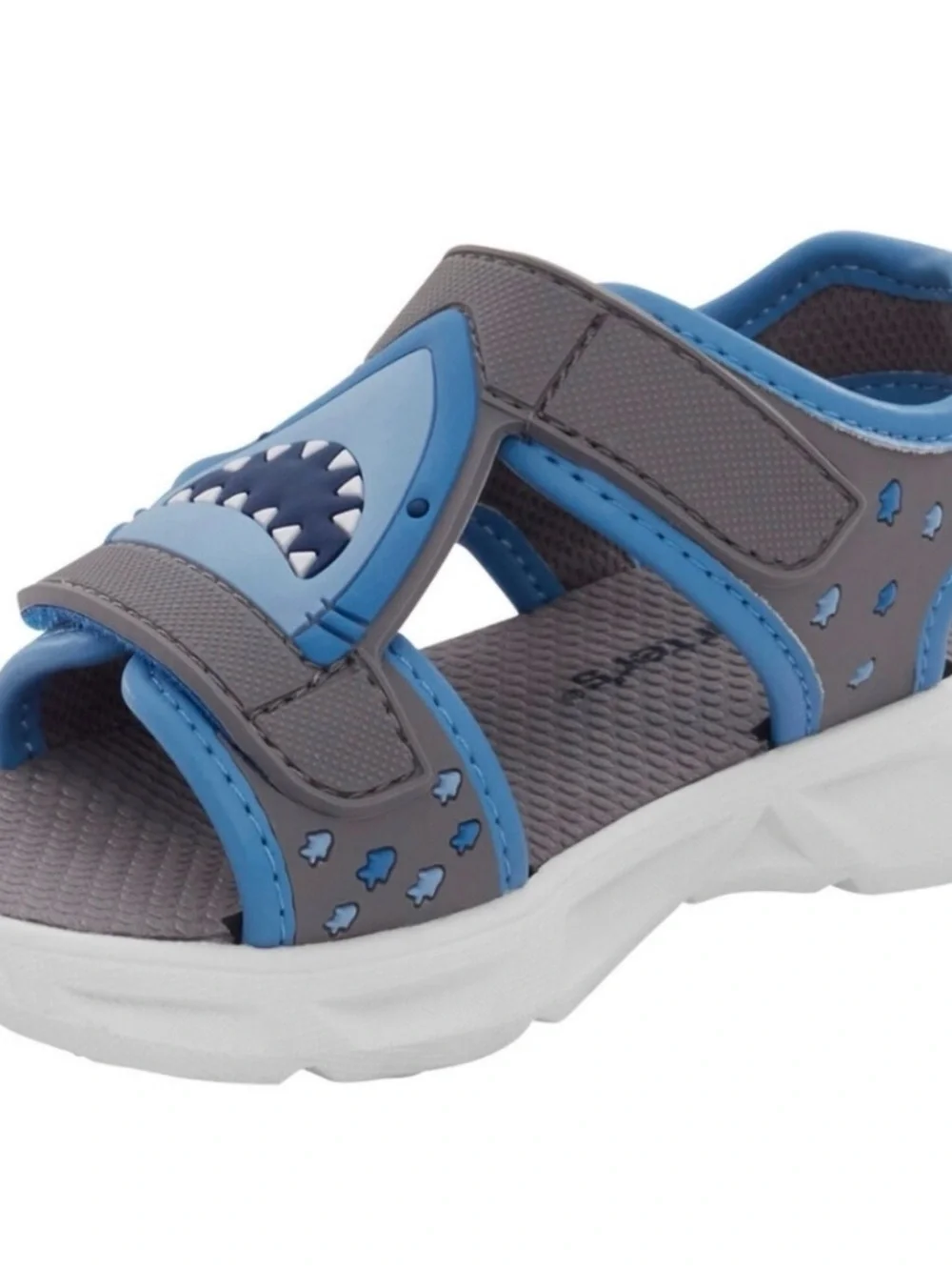 Carter's Gray & Blue Shark Hook-and-Loop Sandals